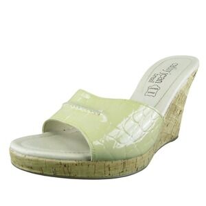 Cathy Jean Women Slide Sandal Shoes Beige Patent Leather Size 8 Medium